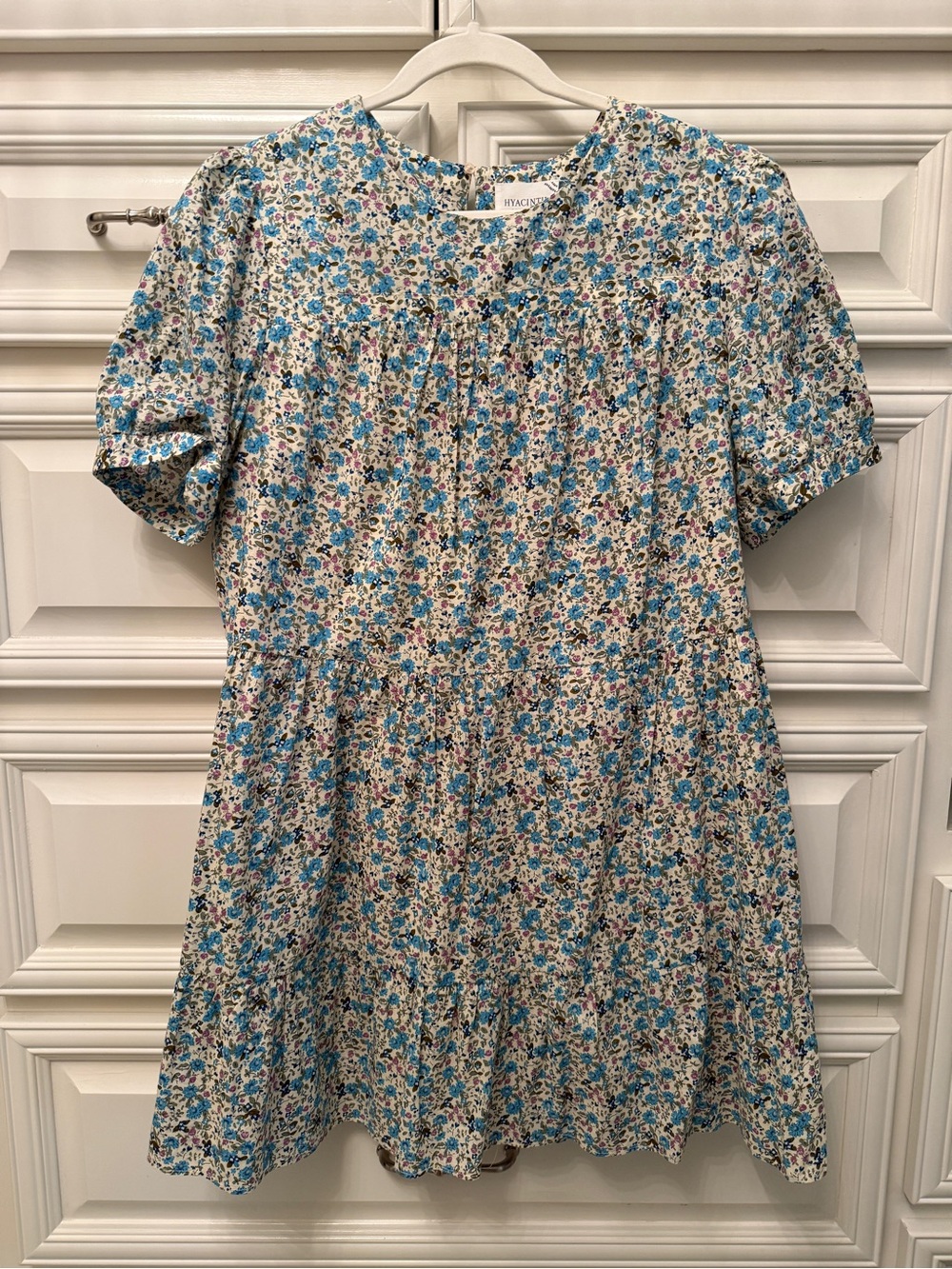 TUCKERNUCK - Hyacinth House Cream Dress with Blue and Pink Floral Print
